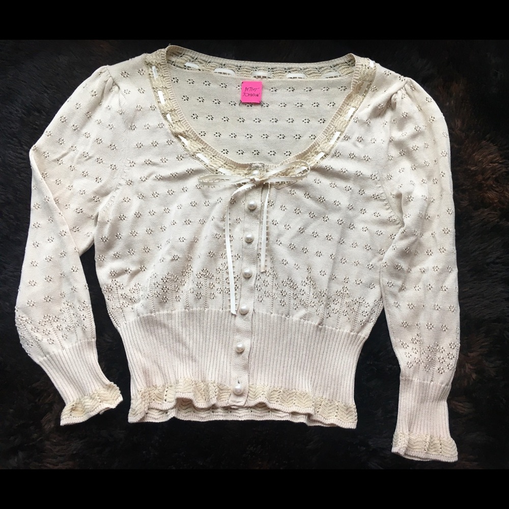 Betsey Johnson Crochet crop top cardigan